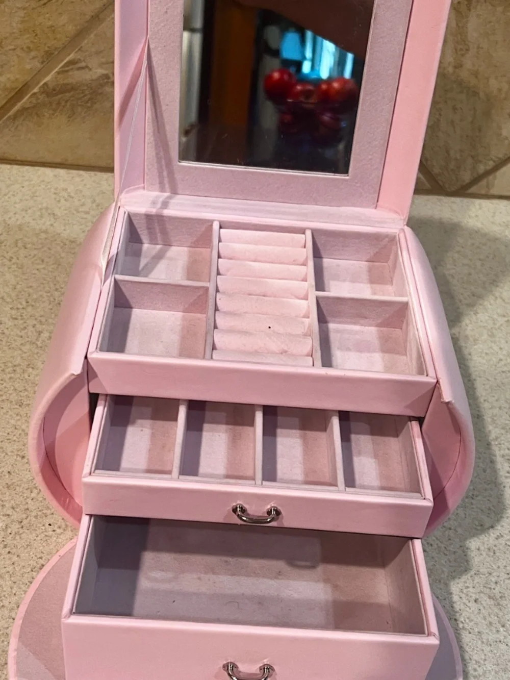 Homde Pink Travel Jewelry Box with Mirror